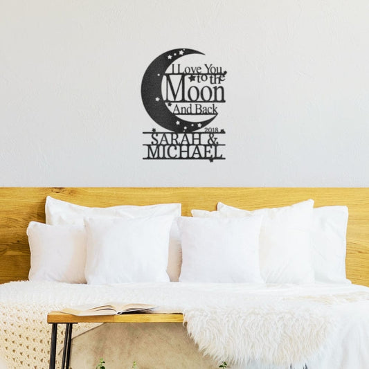 Love You To The Moon and Back Monogram - Steel Sign