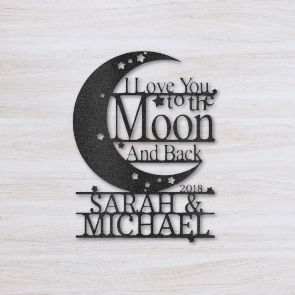 Love You To The Moon and Back Monogram - Steel Sign