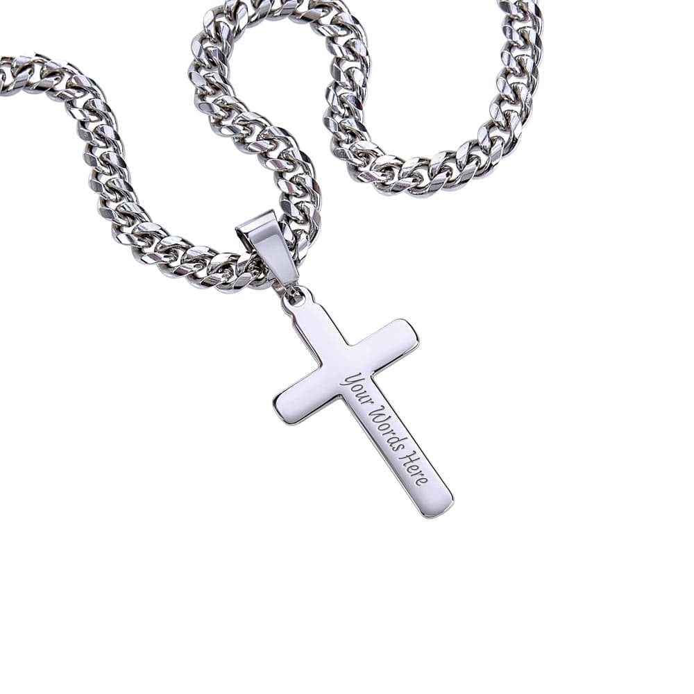 To My Son | From Mom With Love | Cuban Chain with Artisan Cross Necklace | 🎉FREE SHIPPING!🥳