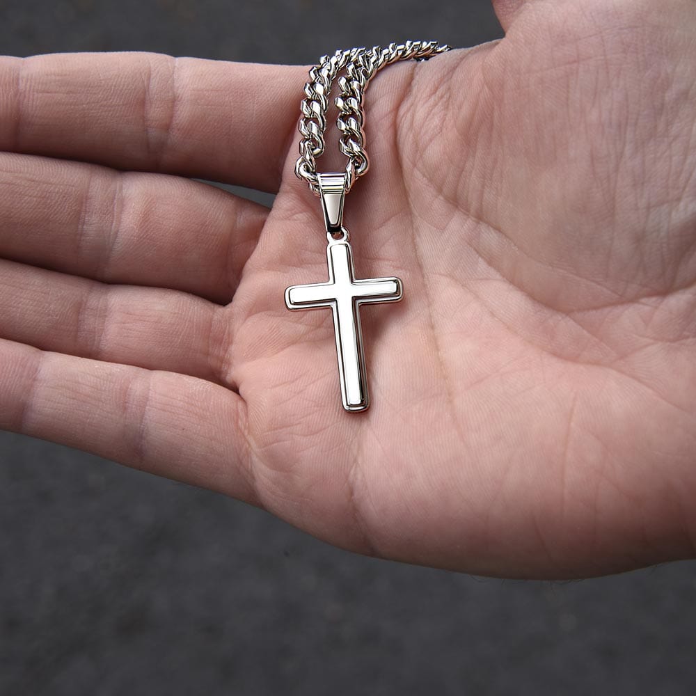 To My Son | From Mom With Love | Cuban Chain with Artisan Cross Necklace | 🎉FREE SHIPPING!🥳